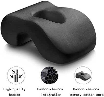 WOWSEA Nap Sleeping Pillow Cushion-Bamboo Charcoal Memory Foam, Slow Rebound, Hollow Design for Face Down Sleeper Back Support, Removable Washable Velvet Cover