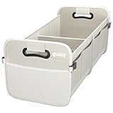 Sposuit Trunk Organizer for Car - 70L Collapsible Trunk Storage with 11 Pockets & Reinforced Handles, SUV Trunk Organizers for Grocery Cargo(White)