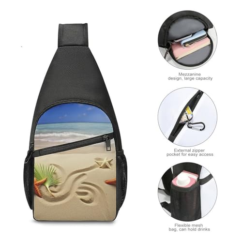Morrales Sling Bag Starfish con Palmeras para Senderismo miniatura 5