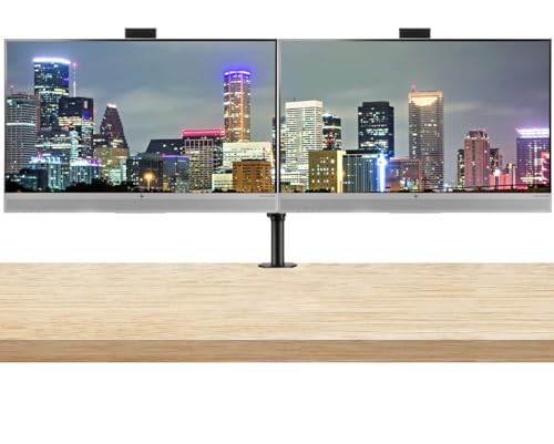 Image of HP EliteDisplay E273m 27 Inch LED Backlit IPS Monitor (1FH51A8#ABA) 2-Pack with Built in Speakers, Webcam, Desk Mount Clamp Dual Monitor Stand