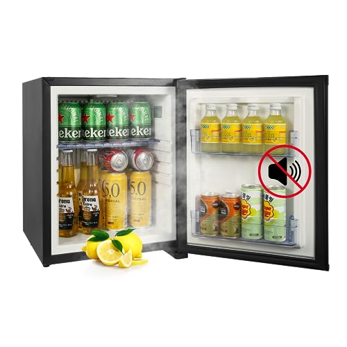 Image of HIPOPLLER Mini Fridge for Bedroom, 1.07 cu.ft 110V Quiet Fridge with Lock, Small Silent Compact Refrigerator for Dorm RV Hotel Office, Noise Absorption, Black
