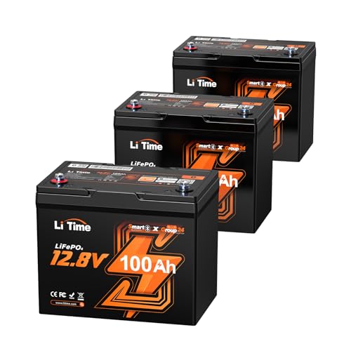 Image of Litime 12V 100Ah Group 24 LiFePO4 Battery for RV Solar Van Marine - 3Pack