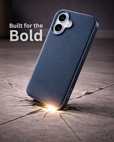 Image of SkynUp Linea Premium Leather Back Cover Case for iPhone 17 | MagSafe Compatible | Blue