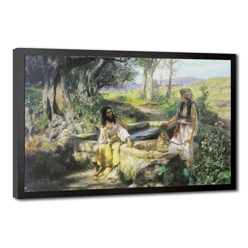 Impression sur toile Femme au puits Henryk Siemiradzki cadre suspendu 61x91 cm