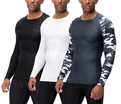 DEVOPS 3 Pack Men’s UPF 50+ Long Sleeve Compression Shirts