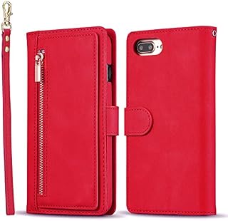 QLTYPRI Case for iPhone 7 iPhone 8 iPhone SE 2020, Large Capacity Leather Wallet Case Card Holder Zipper Pocket Kickstand Wrist Strap Magnetic Protective Cover for iPhone 7 8 SE 2020 - Green