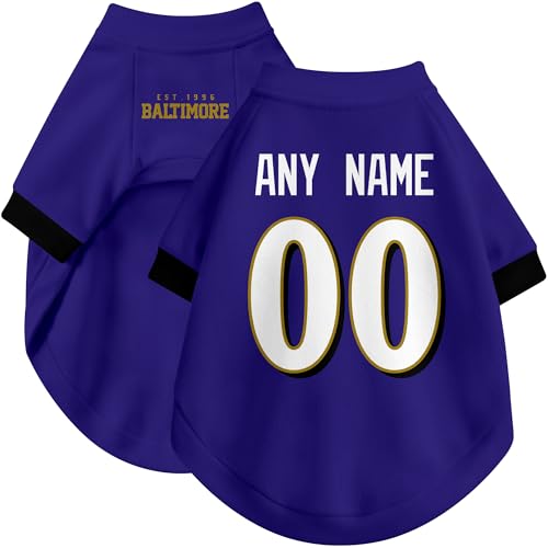 Image of Baltimore Dog Clothes Jersey Style Personalized Pet T Shirt with Custom Name Number for Small Medium Large Dogs