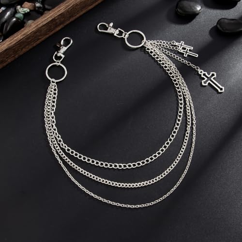 Fashion Layered Pants Wallet Chains Exquisite Gold Silver Cross Jean Pocket Chain - image 4