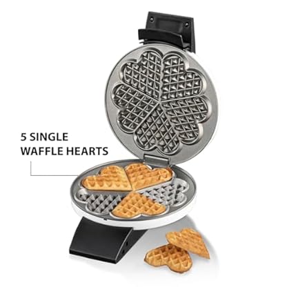 Cloer 1631HB Waffeleisen, für 5 einzelne Waffelherzen, Antihaftbeschichtung, 930 W, Backampel, praktische Standfunktion, Metall, weiß – Bild 6