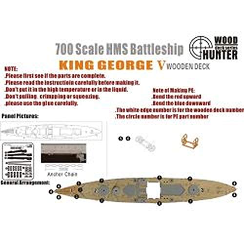 Pont en bois 1/700 British Navy King George V Platz Flyhawk pour maquette de cuirassé hms