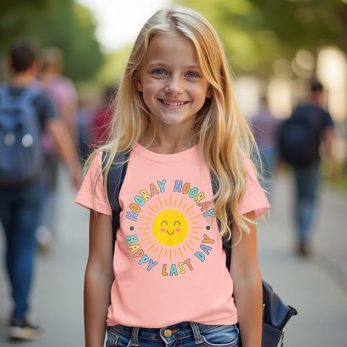 BOUTIKOME Happy Last Day of School Shirt for Girls Kid End of School T-Shirt Student Graduation Gift Summer Tees Tops4