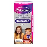 Calprofen Oral Suspension Ibuprofen (1 x 100 ml) Sugar-Free Strawberry Flavour Painkiller with Ibuprofen for Fever & Pain Relief, Suitable for 3+ Months Babies & Kids