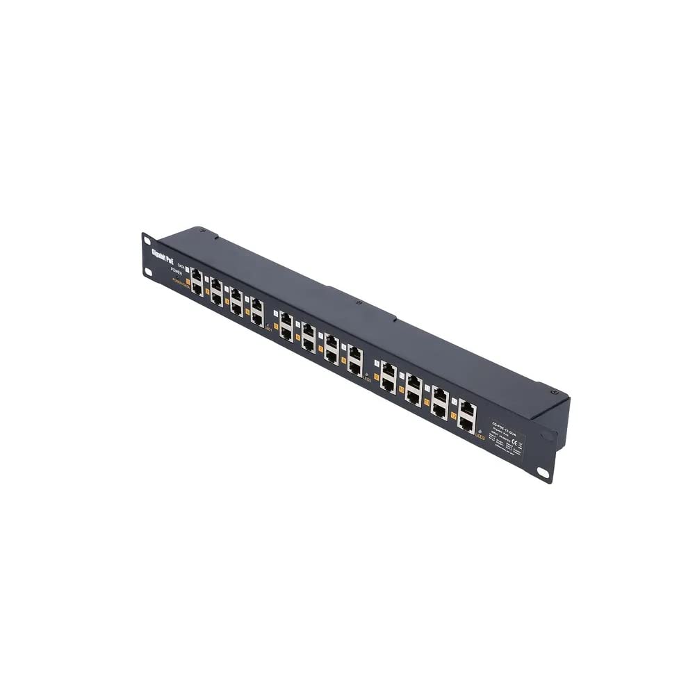 Extralink PoE Injector 12 porte Gigabit, incluso cavo, Fast Ethernet, protezione da cortocircuito e sovratensione, due porte RJ-45, adattatore PoE, iniettore PoE
