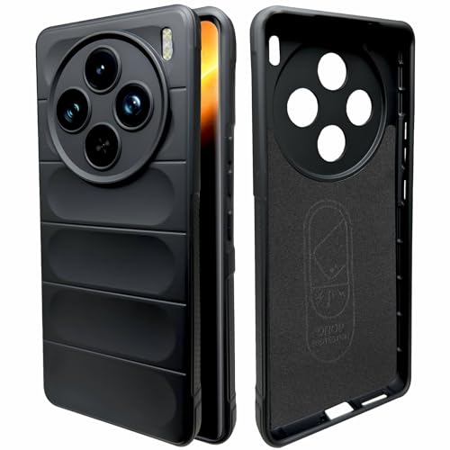 Image of A rtistque Liquid Silicone Stripes Back Cover Case for Vivo X100 5G with Camera Protection | with Inner Fabric | Anti Slip Grip | AirBag Case - Black