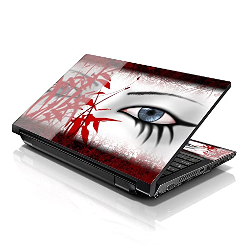 Image of LSS 15 15.6 Inches Laptop Notebook Skin Sticker with 2 Wrist Pads - Reusable Cover Protector Vinyl Sticker Cover Decal Fits 13 inch - 16 inch HP Asus Acer Samsung - Red Secretive Eye Pattern
