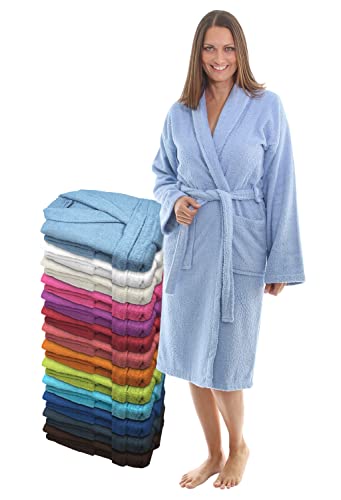 LEBENGOOD Albornoz Mujer 100% Algodón OEKO-TEX, Toalla Rizo Americano 450 gsm, Albornoces Juveniles, Ducha, Piscina, Bata Baño, Unisex,Hombre, Tallas S M L XL XXL 3XL (M, Celeste)