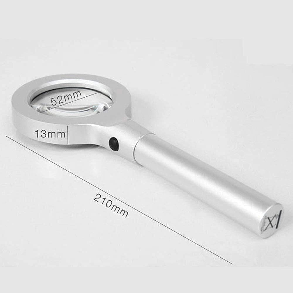 Lupa de mano con luz LED, cristal óptico de alto aumento para lectura y visualización detallada