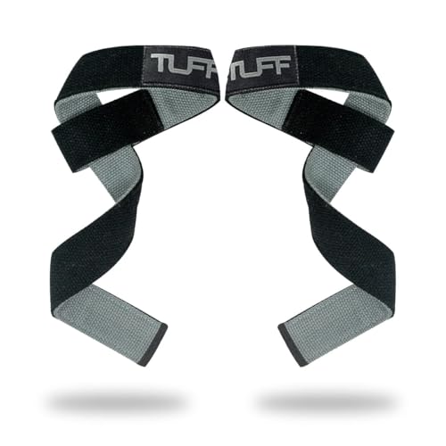TUFF Dual-Ply Lifting Straps for Weightlifting & Powerlifting - Heavy Duty Cotton, 24-inch Length, Reinforced Stitching, Max 1320 lbs Capacity, Anti-Fray, Sold as Pairs