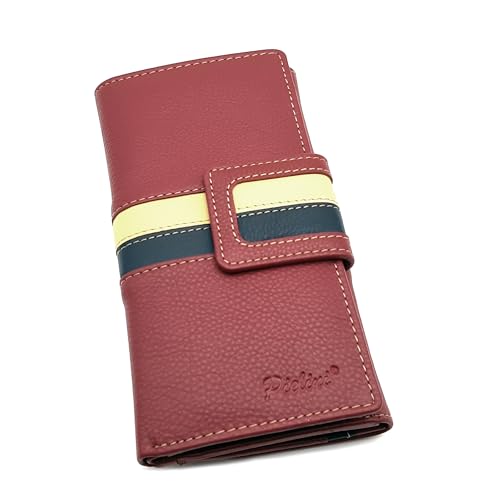 Pielini - Cartera de Piel para Mujer con Billetera y Monedero. Monedero de Gran Capacidad Modelo 3087 (Rojo)
