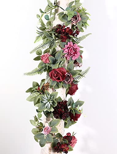 Serra Flora Artificial Flowers Combo Dahlia 25Pcs Silk Fake Flowers Roses For Diy Wedding Bouquets Burgundy Centerpieces Arrangements Party Bridal Baby Shower Home Decorations(Burgundy) #TOP5