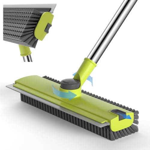 Image of Pool Scrub Brush with 52 inch Pole, 3 in 1 Pool Cleaning Brush with Squeegee, Floor Scrub Brush with Long Handle, Deck Brush for Swimming Pool Tile Wall Patio Concrete Green