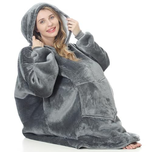 C hello cloud Oversized Sherpa Wearable Blanket Hoodie — Grey