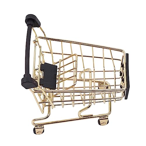 IMIKEYA Mini Metal Shopping Trolley Storage Basket Creative Desktop Decor for Office Home Dorm Salons for Birthday Present