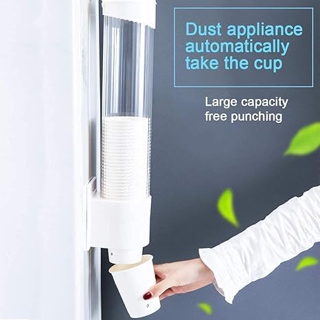 QUIRA Self Adhesive Paper Cup Glass Dispenser Holder, Wall Mounted Plastic Drinking Water Cup Dispenser