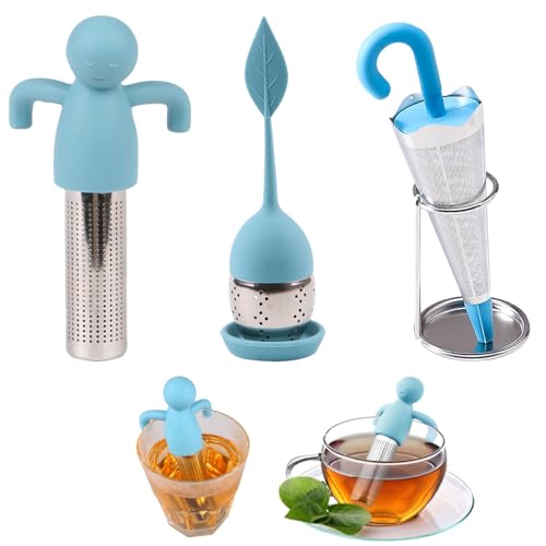 Juego de 3 Infusor de Té hecho de Silicona, Infusor de Té con Bandeja de Goteo,Filtro Té de Silicona Alimenticio,Infusores de Té para el Té de Hoja Suelta, Silicona Infuser,Regalo para Amantes Del Té