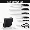 Knife Set, 7 Piece Sharp Chef Knife Set with Solid Wood Block, Unique One-Sided Magnetic Design, Full-tang Stainless Steel Knife Block Set for Home and Restaurants, Classic Elegant Black