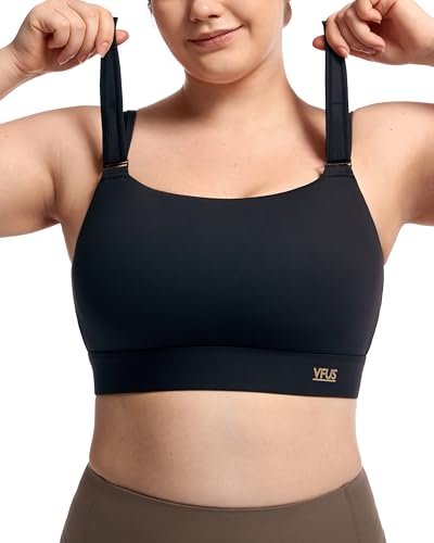 Women's Sports Bra Wirefree Adjustable Medium-High Support Everyday Wear for Large Bust Plus Size with Removable Pads