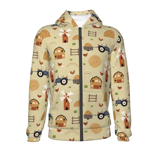 Car Tractors and Houses Kid Hoodies Boys Zip Up Sweatshirts Girls Pullover with Pocket2