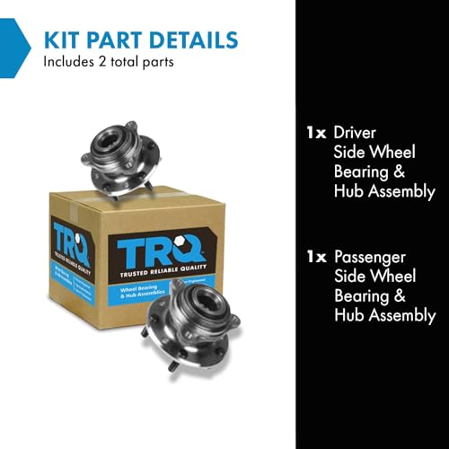 Image of TRQ 2 Piece Front Wheel Bearing & Hub Assembly Set Compatible with 1979-1985 Buick Riviera Cadillac Eldorado 1980-1985 Seville 1984-1996 Chevrolet Corvette 1983-1990 S10 S10 Blazer 1990-1991 GMC Jimm