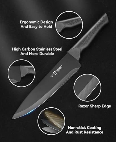 13. Hundop 15-Piece Kitchen Knife Set – Self-Sharpening with Block and Steak Knives