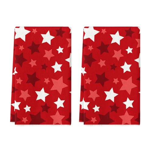 Artoid Mode Red Stars America Patriotic 4th of July Kitchen Towels Dish Towels