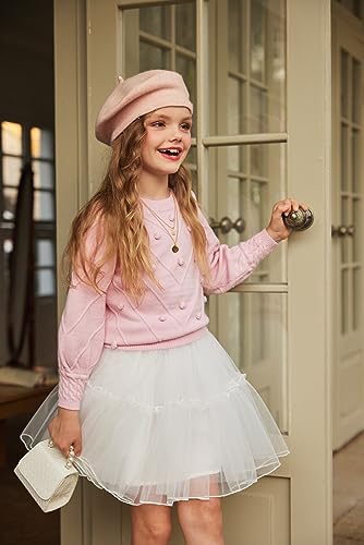 Image of Arshiner Kid Girls Crew Neck Lantern Sleeve Sweater Cute Jumper Top Pullover Outwear 5-13 Years