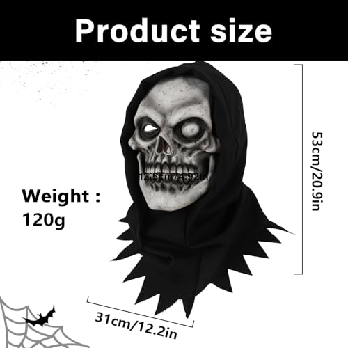 Tête de mort en latex lavable pour déguisement et cosplay d'Halloween - 7