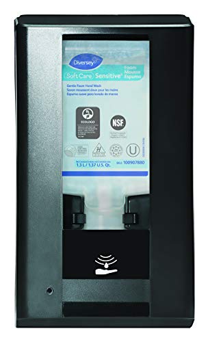 Diversey D6205550 IntelliCare Hybrid Hand Hygiene Dispenser for SoftCare Liquid & Foam Soaps & Sanitizers, Automatic Touchless Activation with Low Content Alerts Refillable, Black, 1-Count