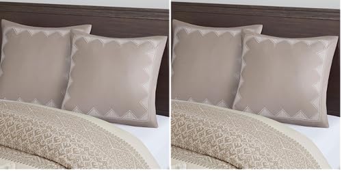 Image of INK+IVY Pillow Euro Sham, 26 inchx26 inch, Geometric Taupe (Pack of 2)