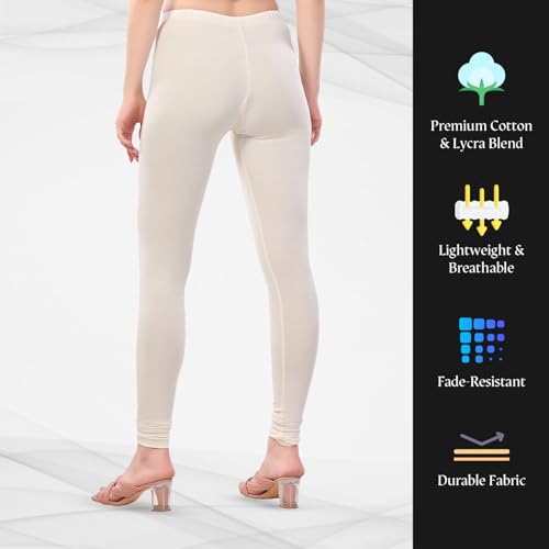 Image of TRASA Ultra Soft Cotton 4 Way Stretchable Churidar Solid Regular and Plus 20 Colours Leggings for Womens and Girls -Sizes :-M, L, XL, 2XL, 3XL, 4XL, 5XL, 6XL
