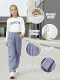 JiAmy Dziewczęca bluza z długim rękawem i spodnie bojówki stroje moda jesień casual sport streetwear 7-12 lat, jasny fiolet, 9-10 Years