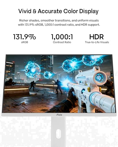 Image of Pixio PX258 Hayabusa White 24.5 inch 400Hz FHD 1080p Fast IPS Panel 1ms GTG Gaming Monitor with White HDMI 2.1 Cable Ultra Certified Ultra High Speed 10FT 8K 60Hz 4K 120Hz Nylon Braided