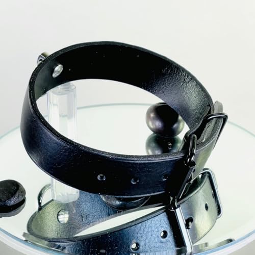 SiaLinda: Halsband Buddy schwarz 30mm Rindersoftleder, 2 Längen, pur oder mit O-Ring Lange Länge (+8€) / Großer Ring Edelstahl (+8€)