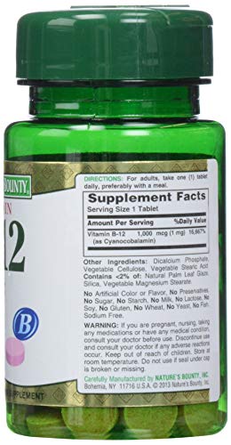 Nature's Bounty Vitamin B-12 1000 mcg Tablets, 100 Count (Pack of 1) - image 2