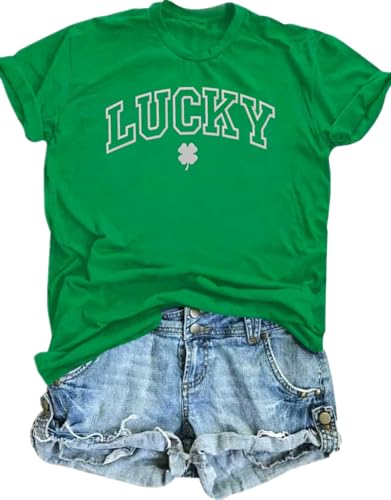 St Patricks Day Shirts for Women Lucky Irish Shamrock Clover