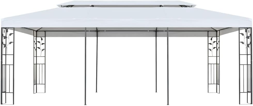 vidaXL Gazebo, Canopy Tent with 2-Tier Roof, Patio Pavilion with Steel Frame, Wedding Party Tent Sunshade for Garden Backyard Beach, White