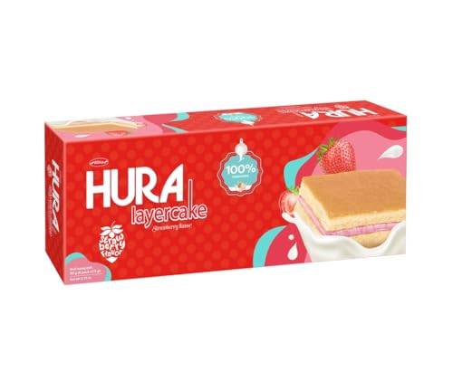 Bibica Hura Strawberry Layer Cake, Cream Filled Sponge Cake, 12 Individually Wrapped, 10.58 oz (300 g)