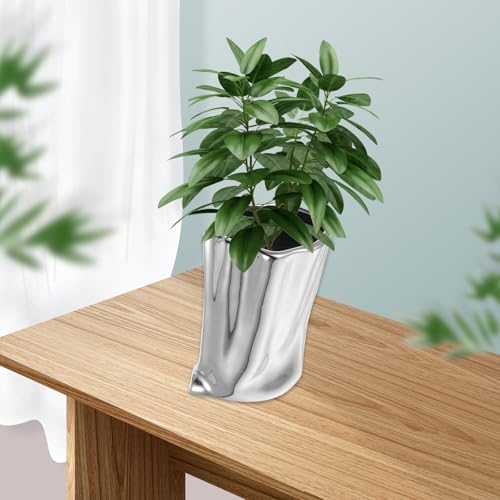 Vase en céramique argenté pour fleurs séchées et table - 5