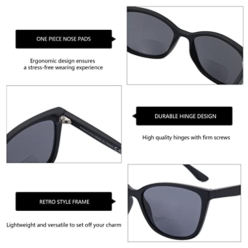 Bluemoky Bifocal Sunglasses For Women 2 Pack, Reading Glasses Cateye Uv400 Sun Readers, Outdoor Classic Shades (1.50) #TOP3