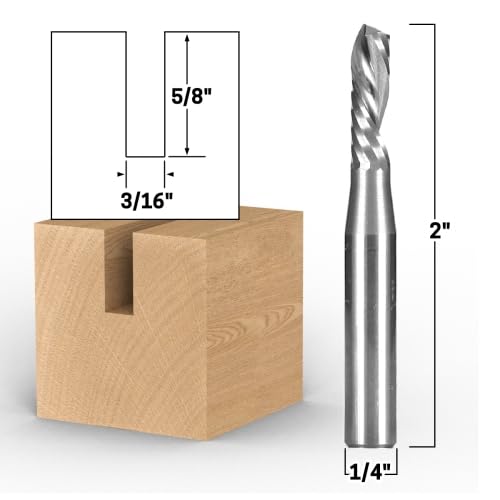 Image of YONICO Solid Carbide Single Flute Downcut End Mill Router Bits CNC Spiral O Flute 3 /16-Inch Diameter 1 /4-Inch Shank 32009-SC